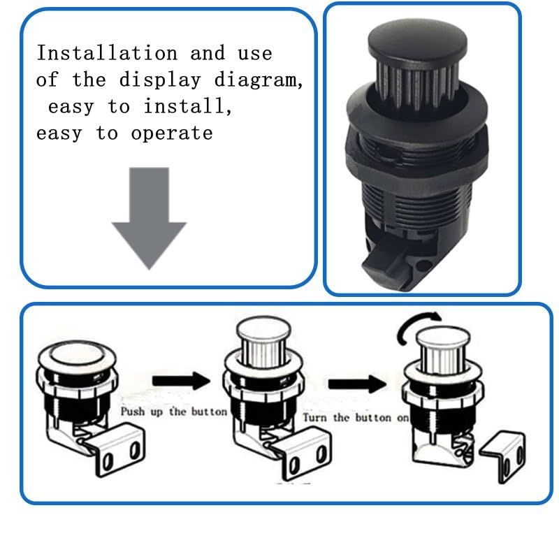 2Pcs Push Button Latch, Push to Close Latches for Perpendicular Door Configurations Latches - Push-to-Close Latches - Knob Stores Flush (Black) - Image 4
