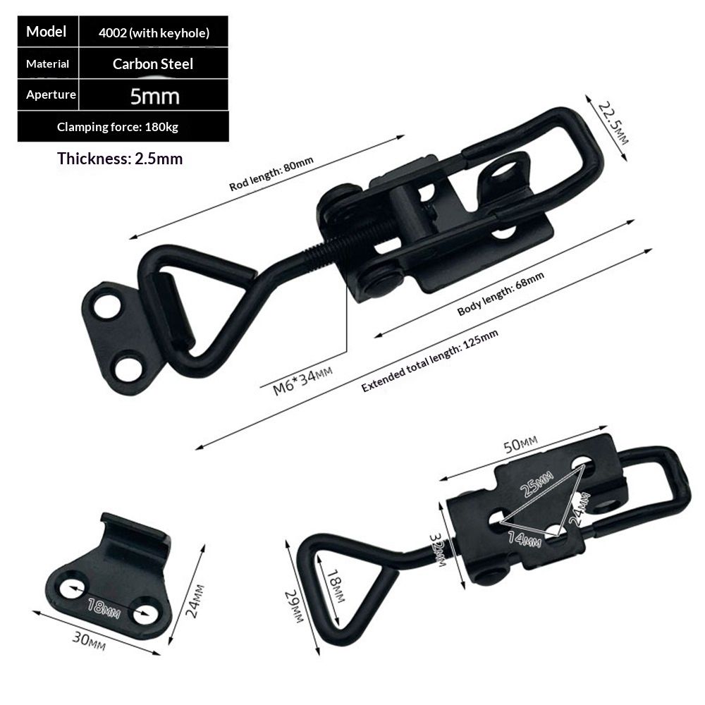 4PCS Toggle Latch Clamp 397 lbs Adjustable Toggle Latch Black Toggle Clamp Lockable Quick Release Pull Latch  Metal Draw Latch for Door, Box Case Trunk, Smoker Door, Jig - Image 1