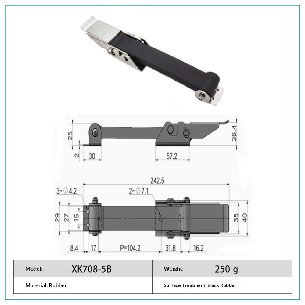 2 PCS Heavy Duty Premium SUS304 Stainless Steel Rubber Flexible Black Draw Latches Buckle (Style 3) - Image 1