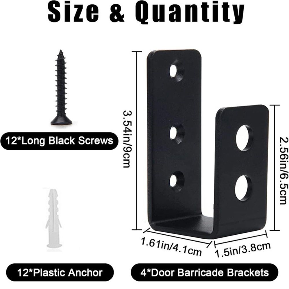 2x4 (1.5x3.5 inch) Door Barricade Brackets (2 pcs) | Drop Open Bar Holder Steel U Bracket for 2 by 4 Lumber as Security Door Reinforcement, Door Jammer, Tool Hanger for Home, Barn, Shed, Garage, Gate - Image 2