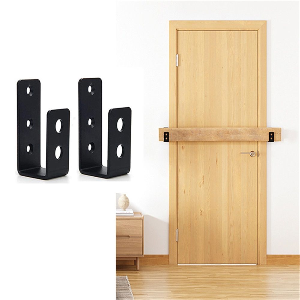 2x4 (1.5x3.5 inch) Door Barricade Brackets (2 pcs) | Drop Open Bar Holder Steel U Bracket for 2 by 4 Lumber as Security Door Reinforcement, Door Jammer, Tool Hanger for Home, Barn, Shed, Garage, Gate - Image 3