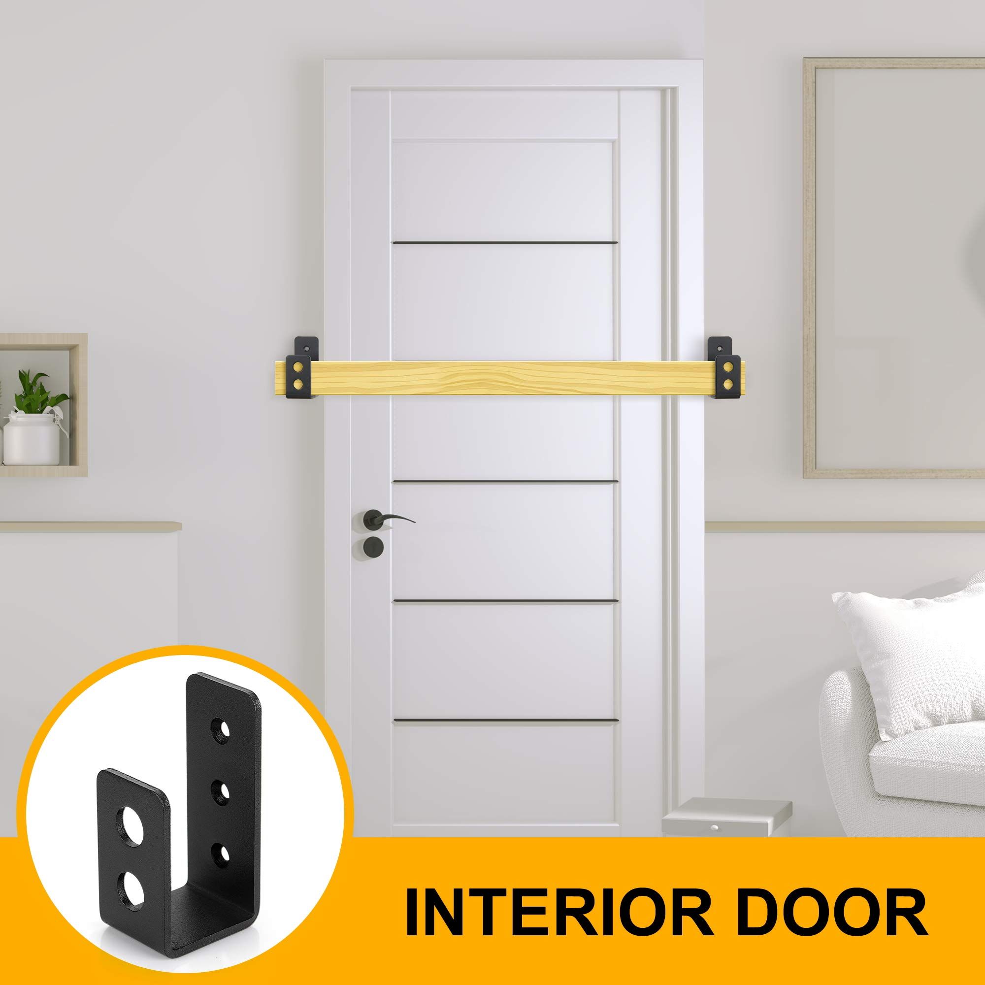 2x4 (1.5x3.5 inch) Door Barricade Brackets (2 pcs) | Drop Open Bar Holder Steel U Bracket for 2 by 4 Lumber as Security Door Reinforcement, Door Jammer, Tool Hanger for Home, Barn, Shed, Garage, Gate - Image 5