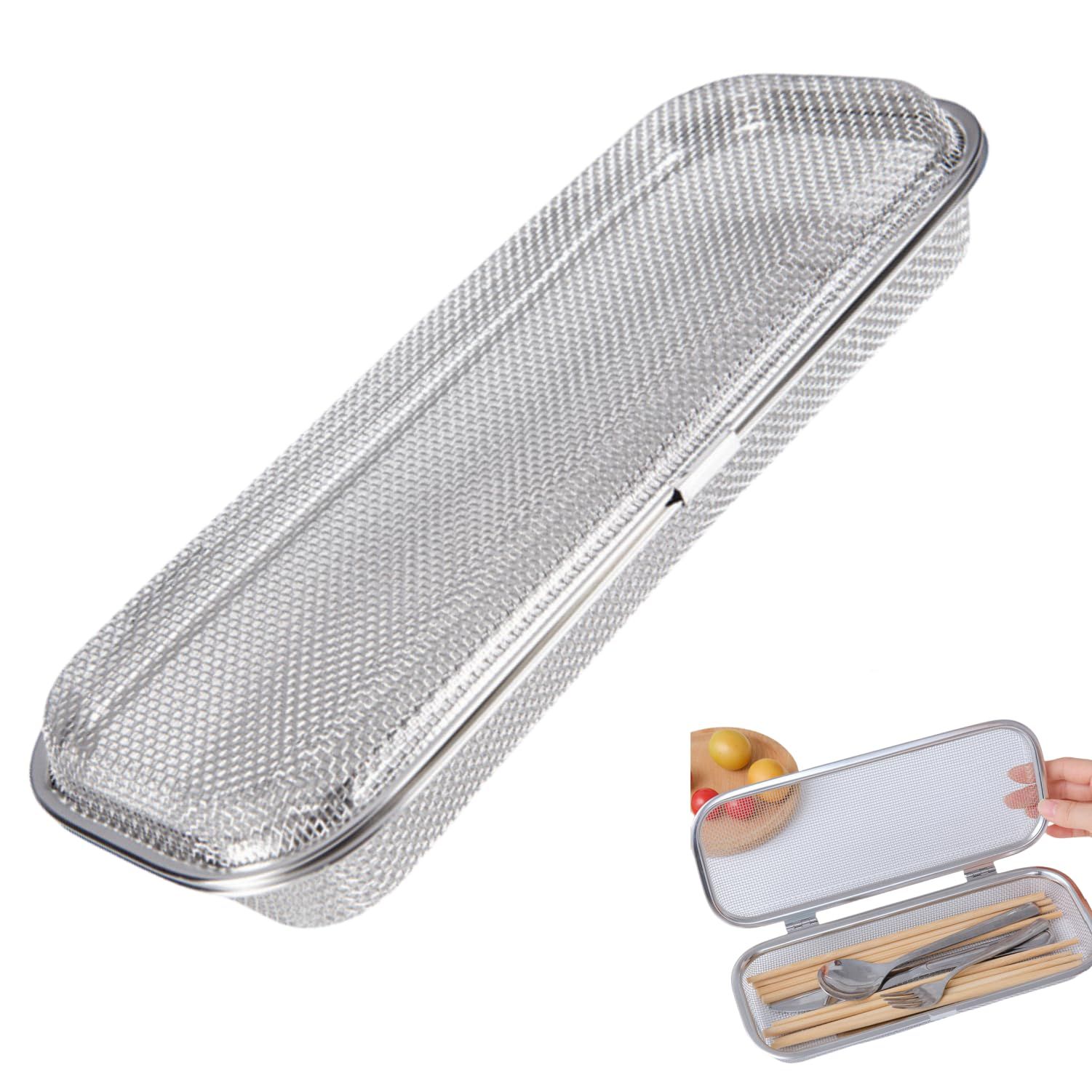 Dishwasher Basket, Stainless Steel Dishwasher Silverware Basket, Replacement Utensil Rectangular Mesh Drain for Small Items - Image 1