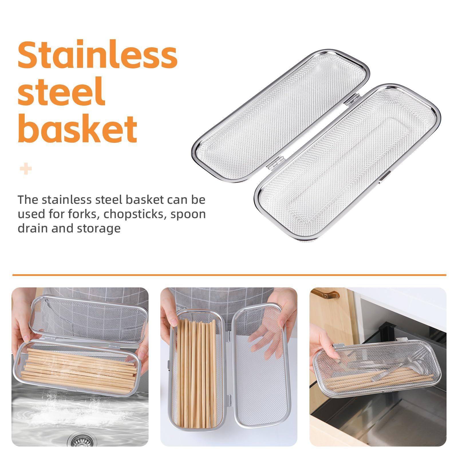 Dishwasher Basket, Stainless Steel Dishwasher Silverware Basket, Replacement Utensil Rectangular Mesh Drain for Small Items - Image 4