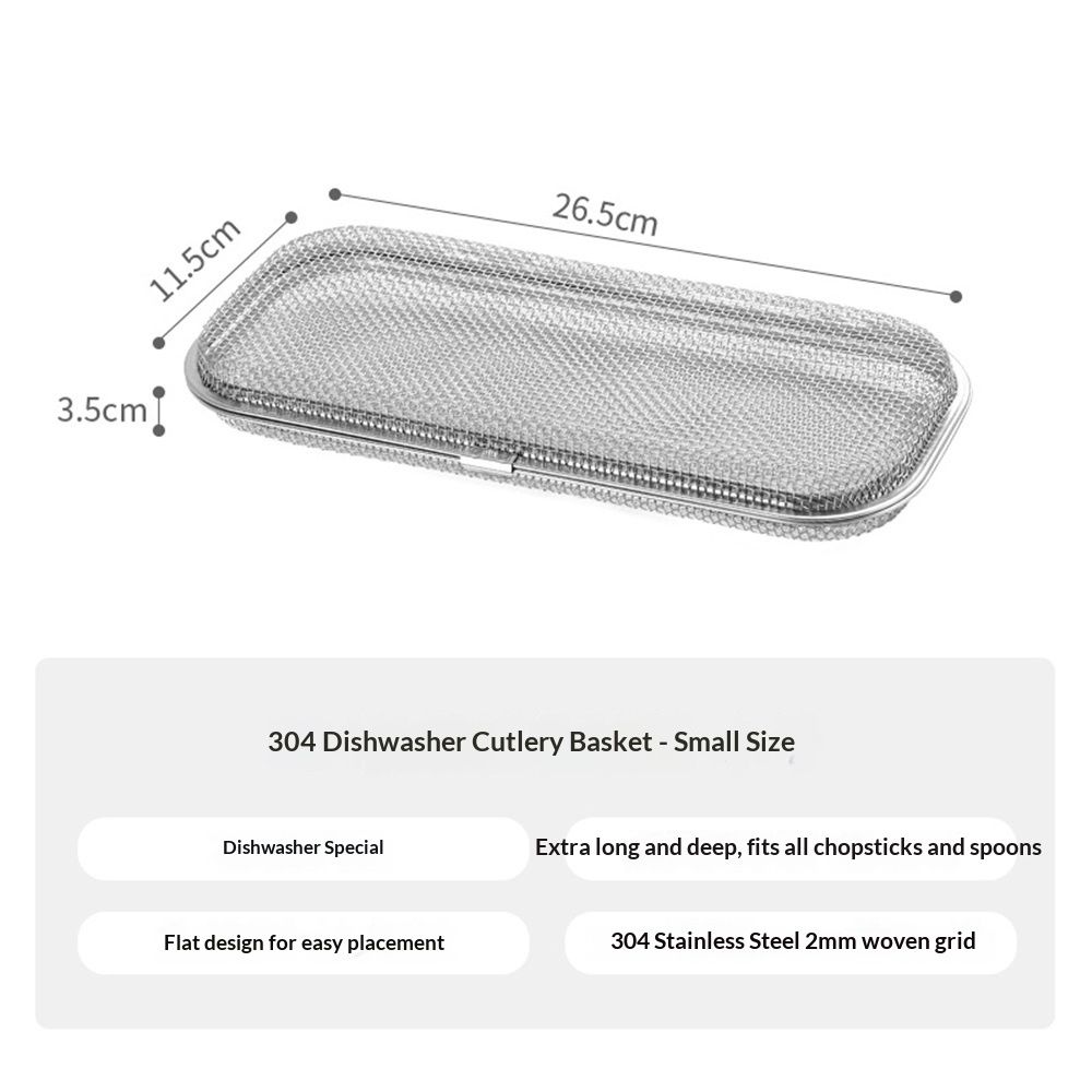 Dishwasher Basket, Stainless Steel Dishwasher Silverware Basket, Replacement Utensil Rectangular Mesh Drain for Small Items - Image 5