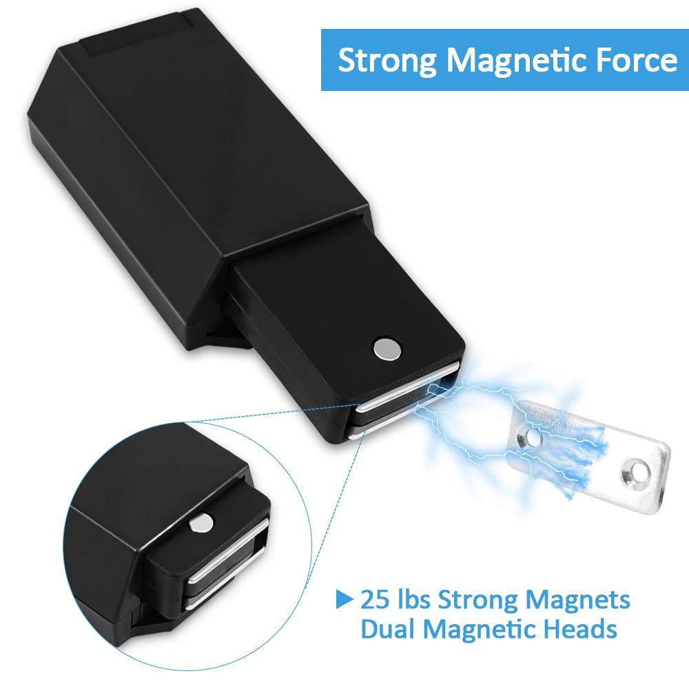 Heavy Duty Push to Open Door Latch, 10 Pack Black Magnetic Push Latches, Hidden Push Touch Latch Hardware for Push to Open Cabinet, Magnetic Door Catch for Drawer Wardrobe Door - Image 5