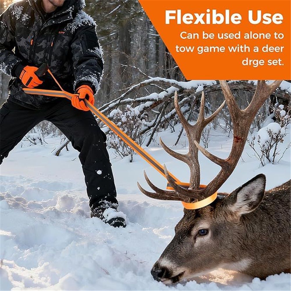Deer Drag Harness & Rope – Heavy Duty 480lbs Capacity, Reflective Orange Hunting Gear with Comfortable Shoulder Strap, Soft Handle – Essential for Dragging Deer, Elk, Boar – Gift for Hunters - Image 2