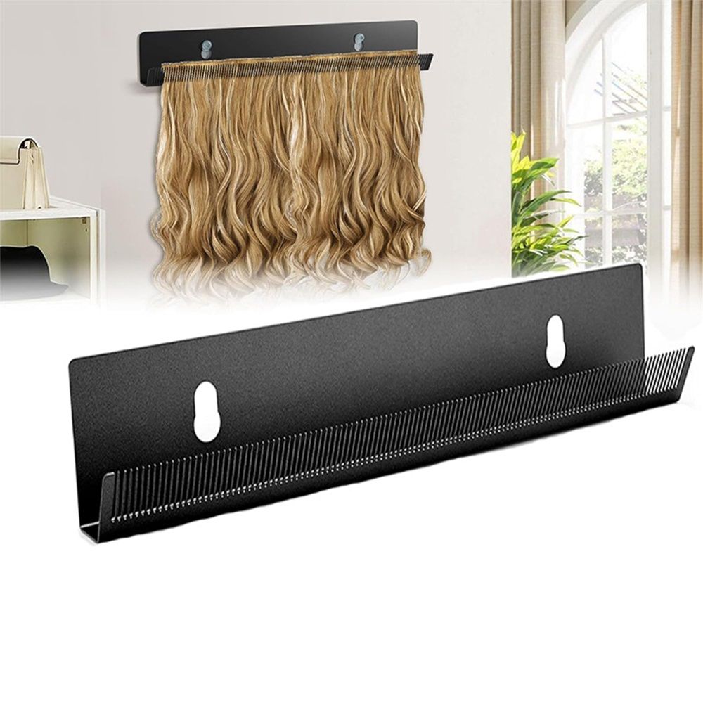 Hair Extension Holder for Styling Hair Stands Stainless Steel Hair Extension Display Hair Hanger Tool for Washing, Coloring and Blow-Drying of Weft, Clip-In, Tape-In Extensions (Black) - Image 2