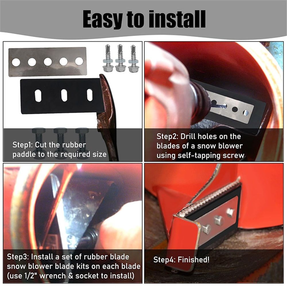 304 Stainless Snow Blower Impeller Modification/Rubber Ki, 3/8inch 3-Blade Universal - Modifies 2-Stage Machine Including Installation Hardware, Repeated and Use Durable in Various Conditions (3) - Image 3