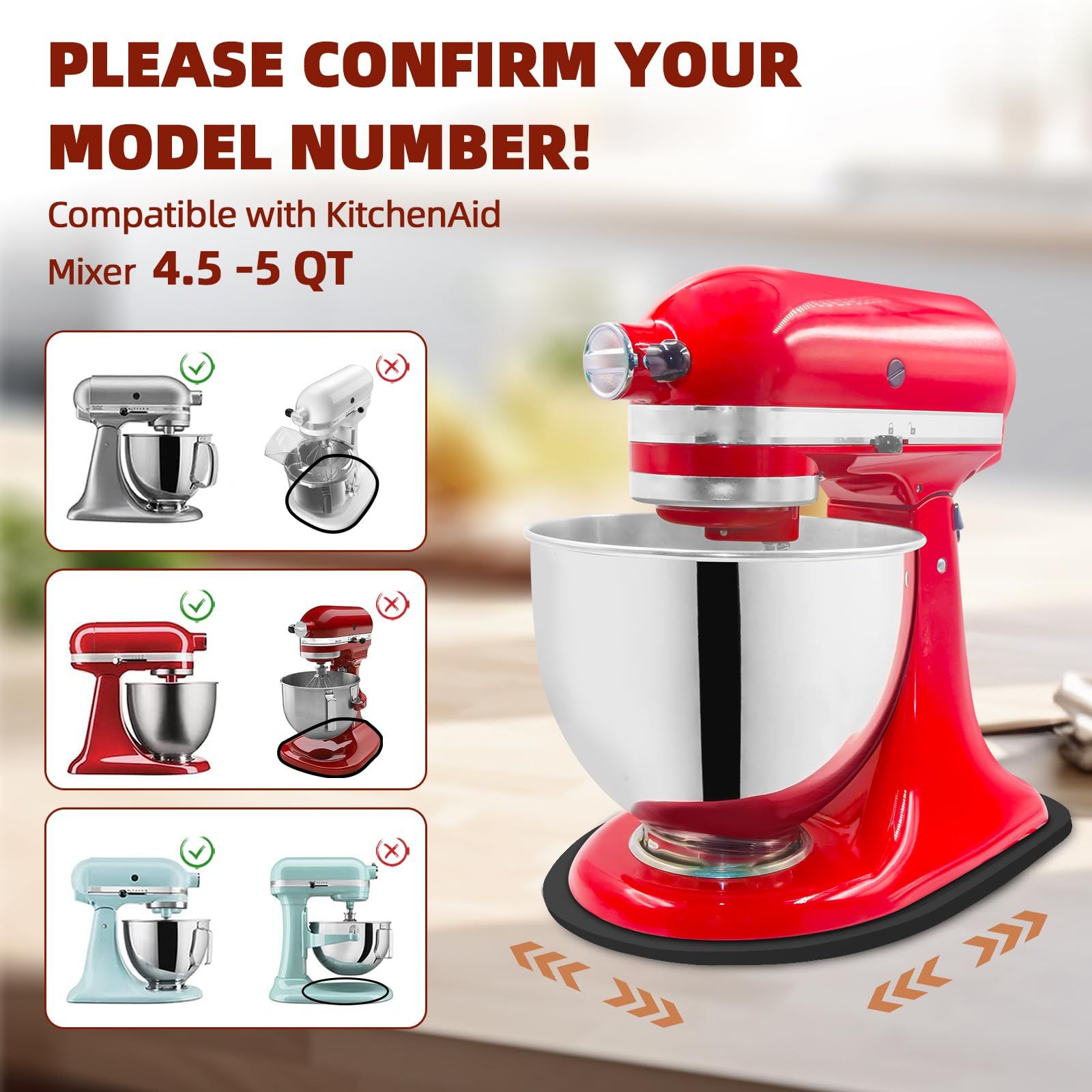 Mixer Slider Compatible with Kitchen aid Bowl Lift 4 .5-5 Qt Stand Mixer Pine Wood - Kitchen Countertop Storage Mover Sliding Caddy for Kitchen Aid 4 .5-5 Qt Mixer (4 .5-5 Qt - Black) - Image 2