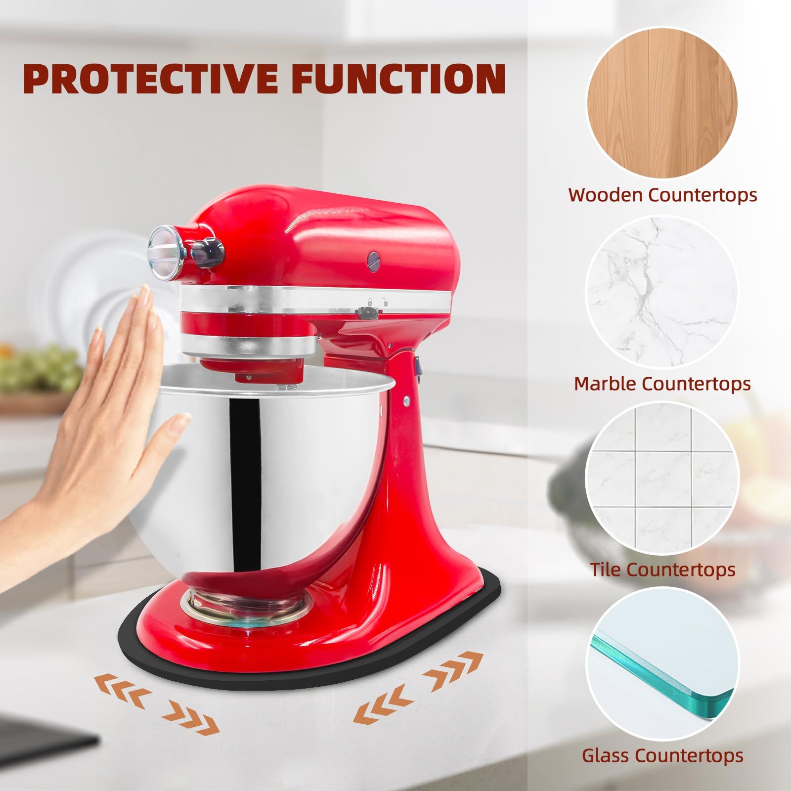 Mixer Slider Compatible with Kitchen aid Bowl Lift 4 .5-5 Qt Stand Mixer Pine Wood - Kitchen Countertop Storage Mover Sliding Caddy for Kitchen Aid 4 .5-5 Qt Mixer (4 .5-5 Qt - Black) - Image 3