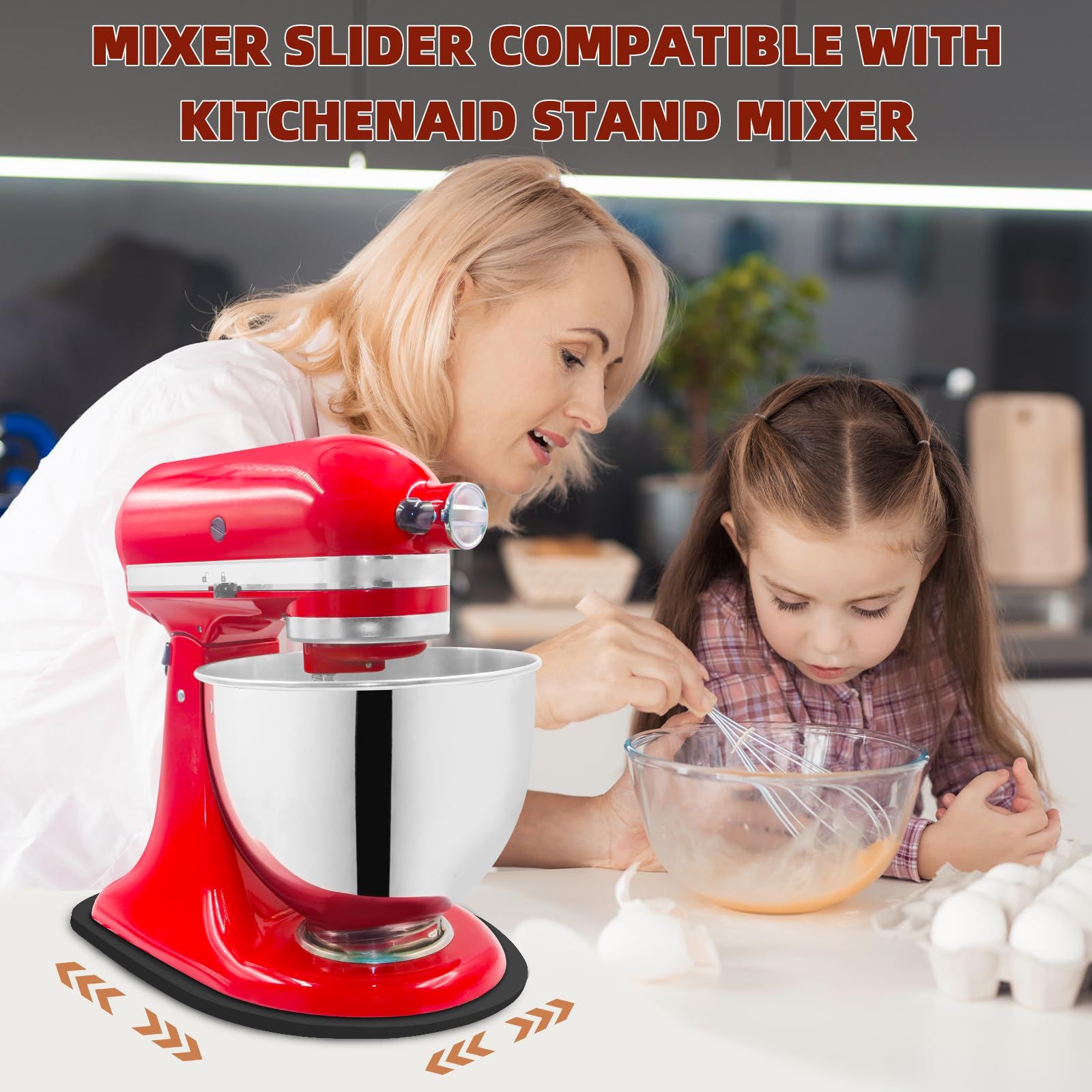 Mixer Slider Compatible with Kitchen aid Bowl Lift 4 .5-5 Qt Stand Mixer Pine Wood - Kitchen Countertop Storage Mover Sliding Caddy for Kitchen Aid 4 .5-5 Qt Mixer (4 .5-5 Qt - Black) - Image 5