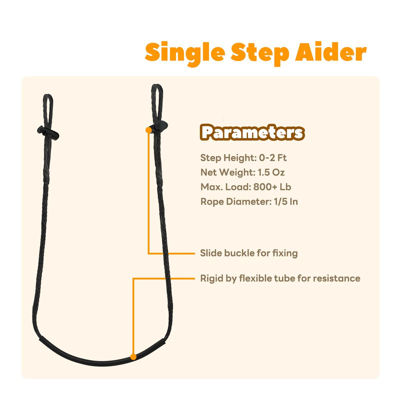 Climbing Stick Aider for Hunting, Daisy Chain Single Step Aider, Hand-Braided Lightweight Rope Ladder Tree Stand Step 3pcs - Image 2