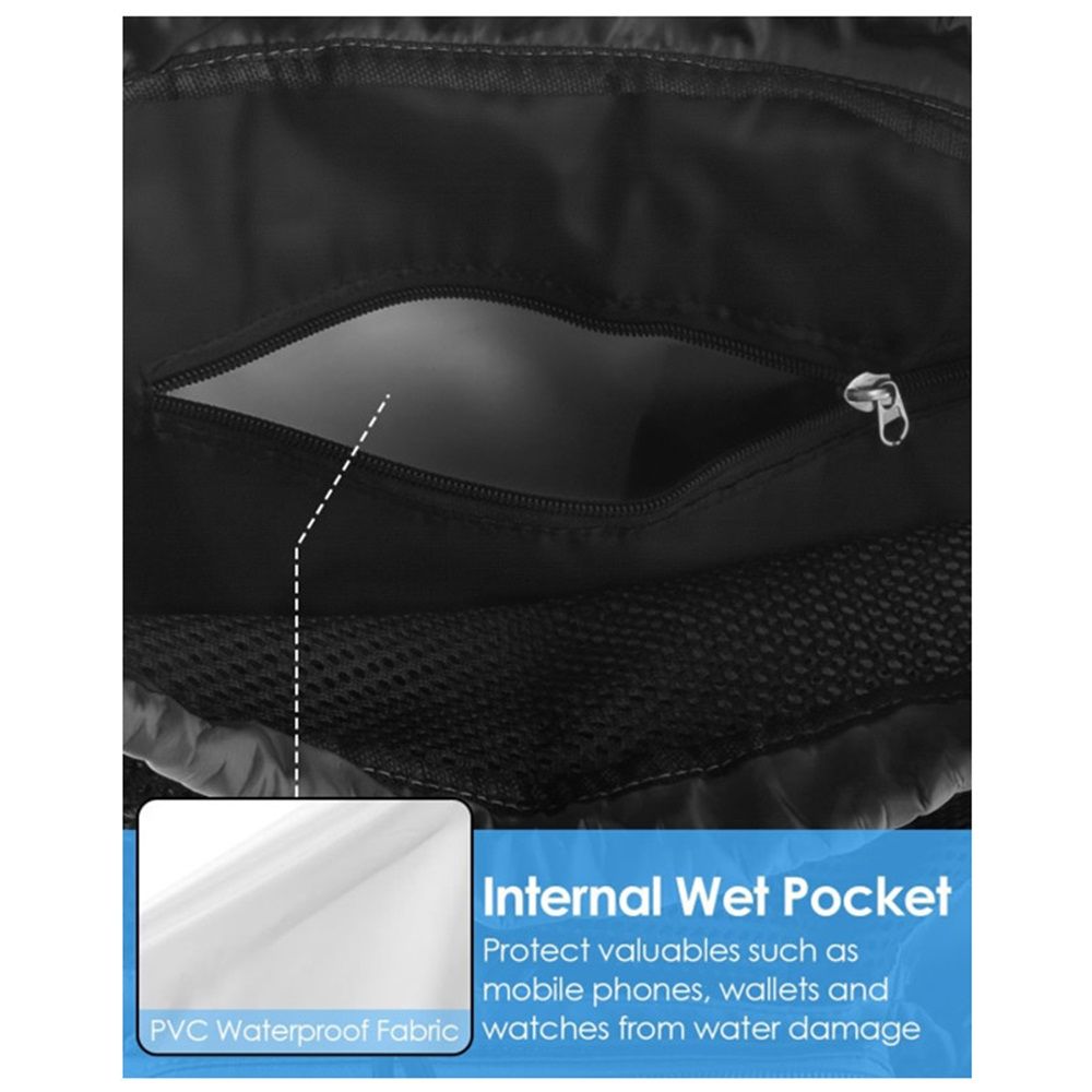 Swim Bag Beach Backpack with Wet Pocket Mesh Drawstring Bags for Swimming, Gym black Mesh Swim Bag Beach Drawstring Backpack, Waterproof Gym Bags for Women and Men - Image 3
