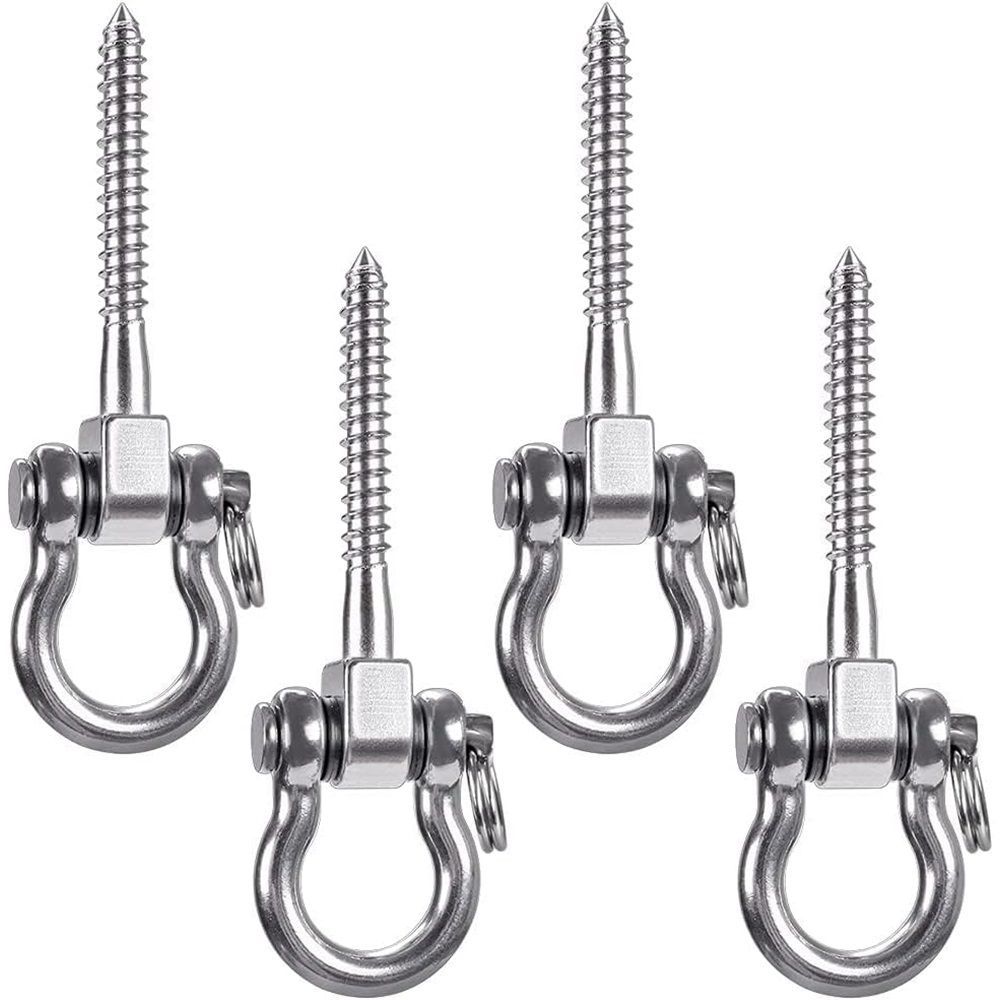 Heavy Duty 180° Swing Hangers, Stainless Steel Eye Screw Bracket,  Playground Yoga Hammock Rope Tire Web Chair Sandbag Punching Bag Porch Swing Sets (4 Pack) - Image 1