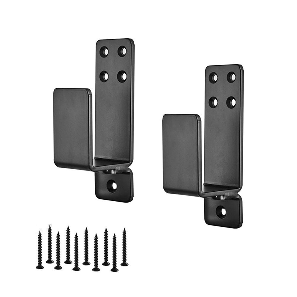 Door Barricade Brackets, 2 Pack Drop Open Bar Holder for Home Security, 2x4 Bar Brackets Prevent Unauthorized Entry, Carbon Steel,Black - Image 1