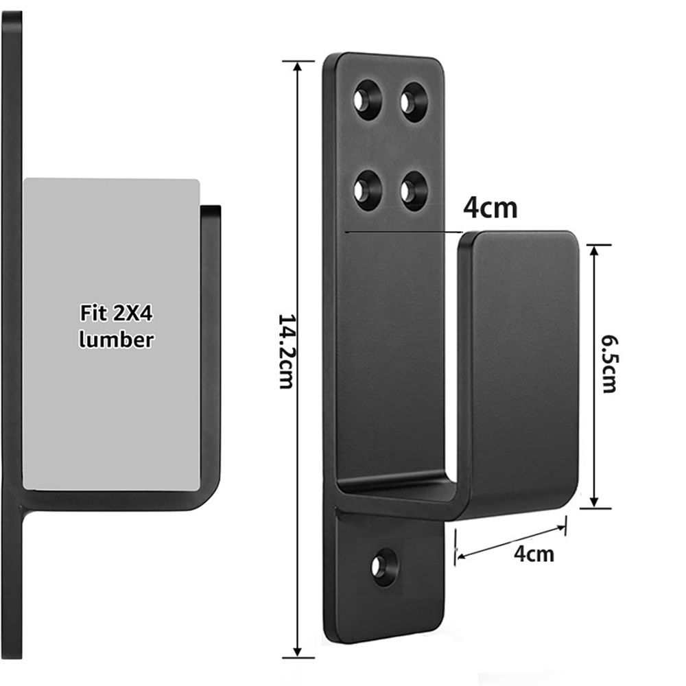 Door Barricade Brackets, 2 Pack Drop Open Bar Holder for Home Security, 2x4 Bar Brackets Prevent Unauthorized Entry, Carbon Steel,Black - Image 2
