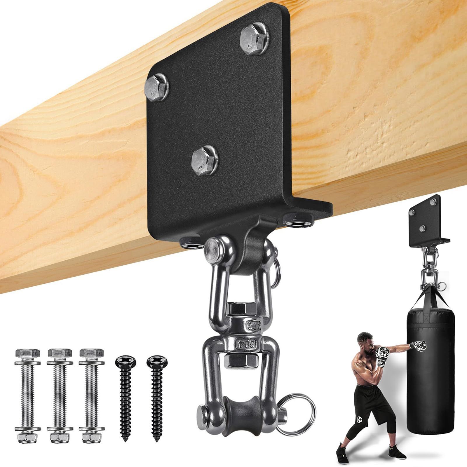 Punching Bag Hanger for Heavy Bag Beam Mount Hardware 360° Rotation Boxing Bag Ceiling Mount I-Beam Heavy Bag Hanger Beam Mount Hooks for Hanging Heavy Punching Bags - Image 1