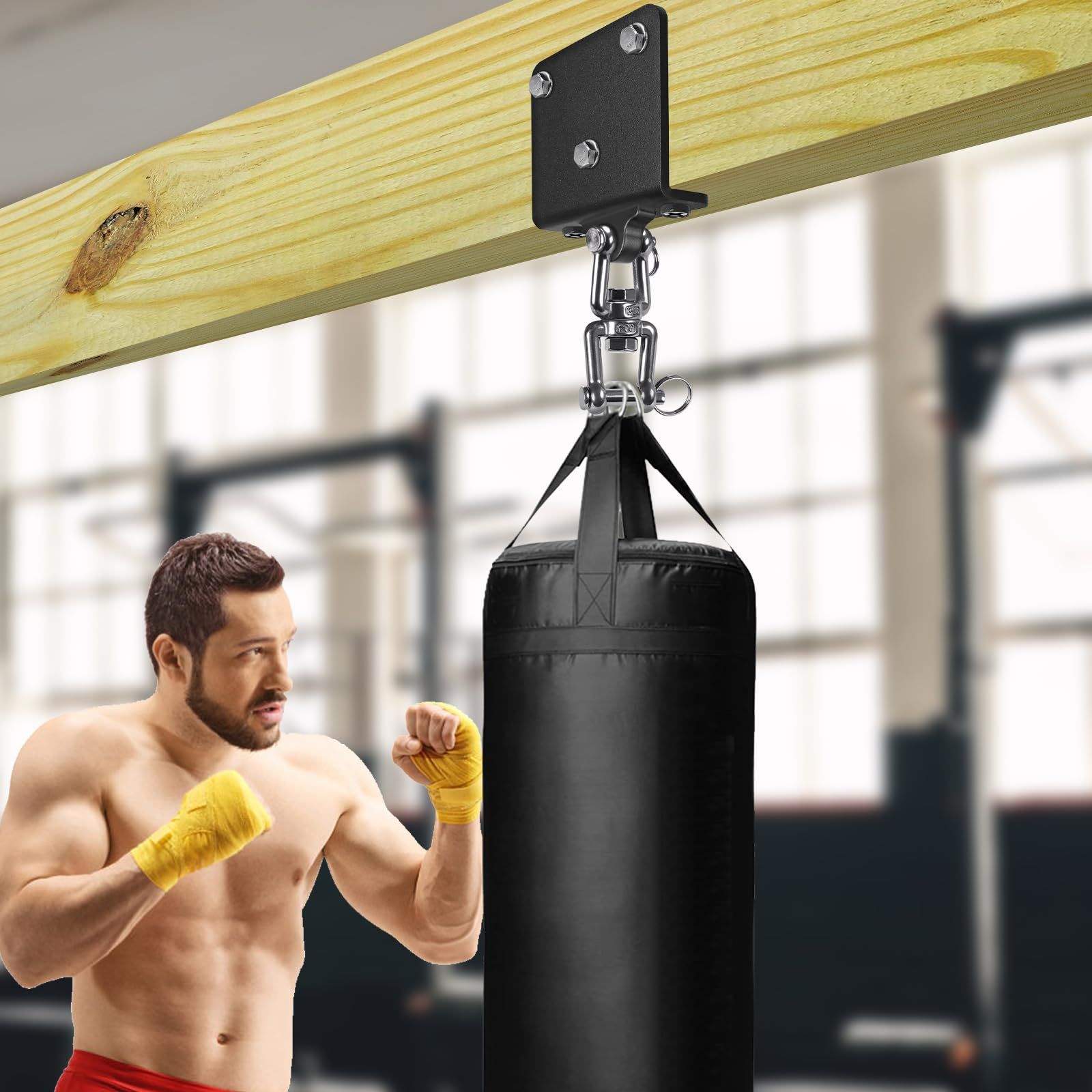 Punching Bag Hanger for Heavy Bag Beam Mount Hardware 360° Rotation Boxing Bag Ceiling Mount I-Beam Heavy Bag Hanger Beam Mount Hooks for Hanging Heavy Punching Bags - Image 5