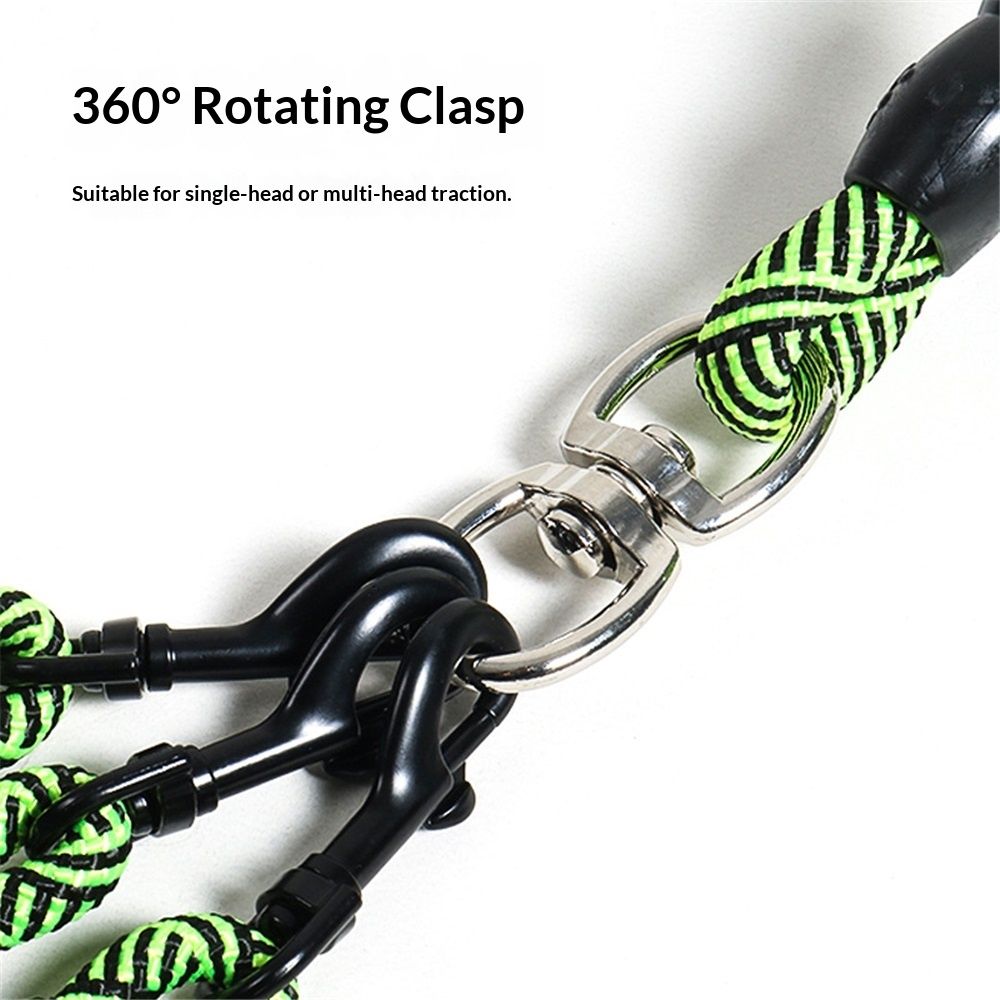 3 Dog Leash No Tangle, Heavy Duty Splitter Coupler, Reflective Strong Triple Multi Way Lead Split, Soft Padded Handle, for Walking Three Medium Large Dogs That Pull - Green - Image 4