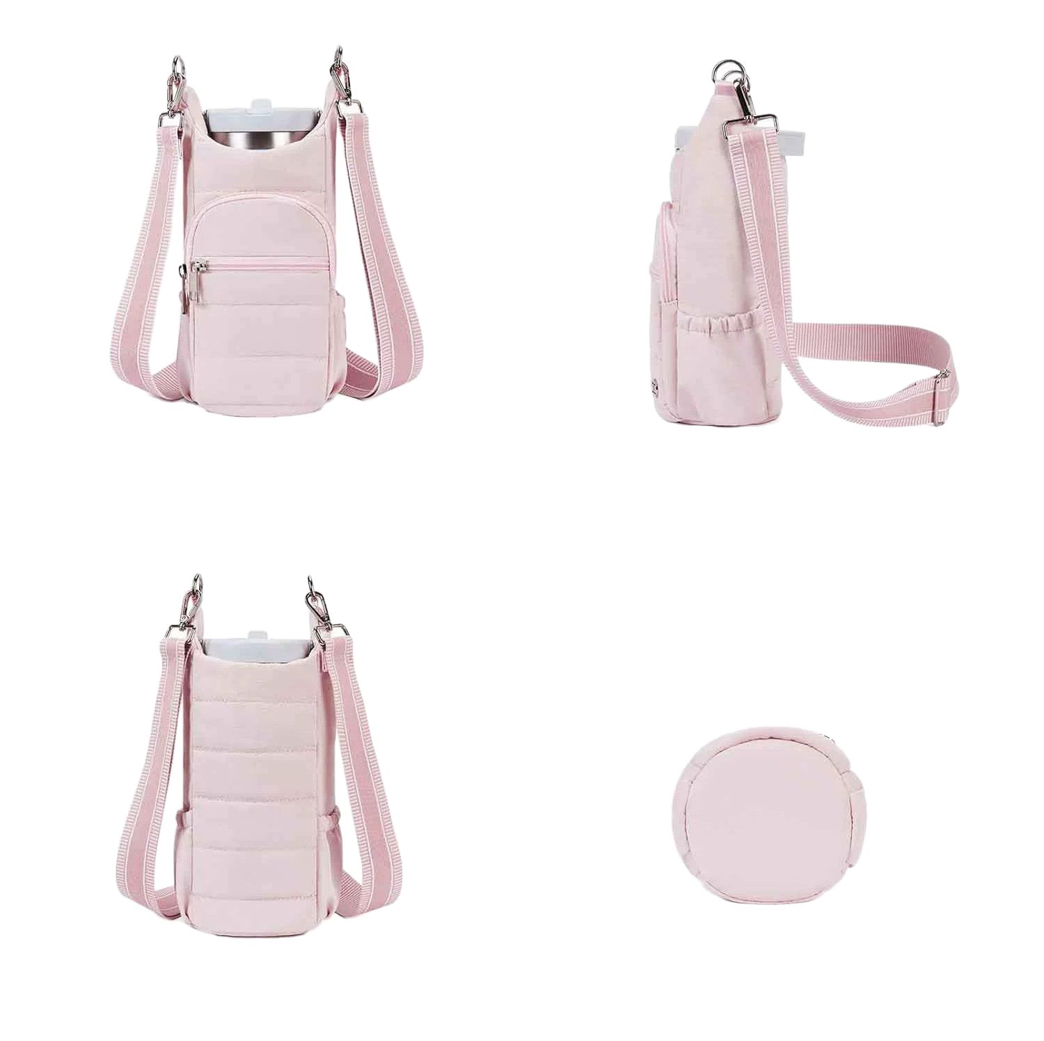 Water Bottle Holder Crossbody Bags for Women for Walking, Hiking, Cycling（pink）Tumbler with Handle, Cup Holder Pouch w/Adjustable Strap - Image 5