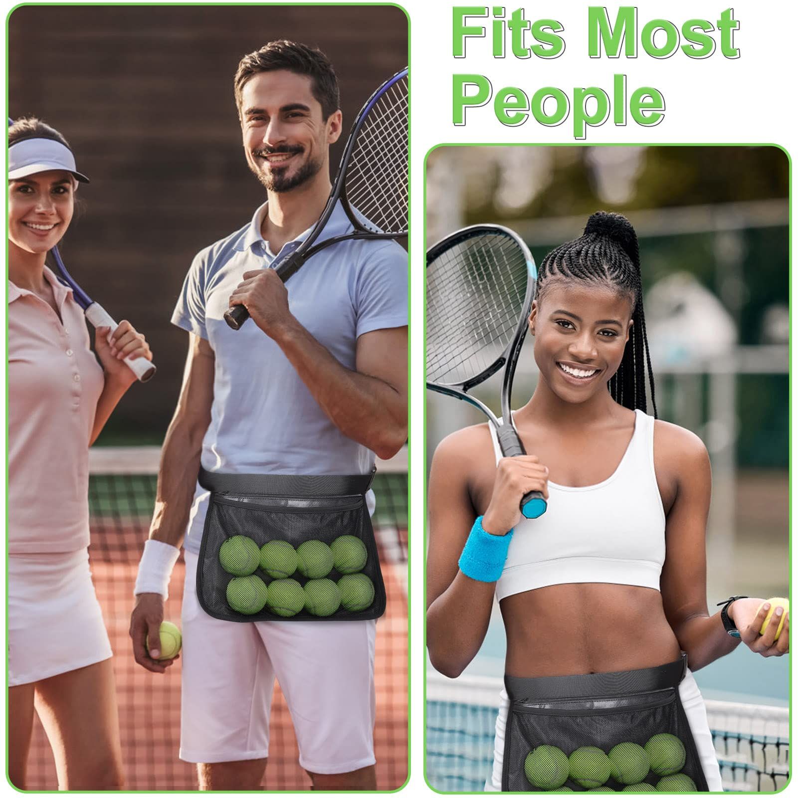 2pcs Adjustable tennis belt holder, waist bag, mesh hip bag holder, can hold 8 tennis or table tennis bags, golf bag（black） - Image 3