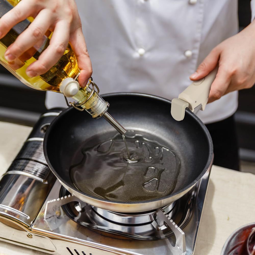 Removable Pan Handle,Anti-Scald Detachable Pot Handle for All Cookware Pan & Pot for Pots and Pans Fits All Cookware（milky white）Button type - Image 3