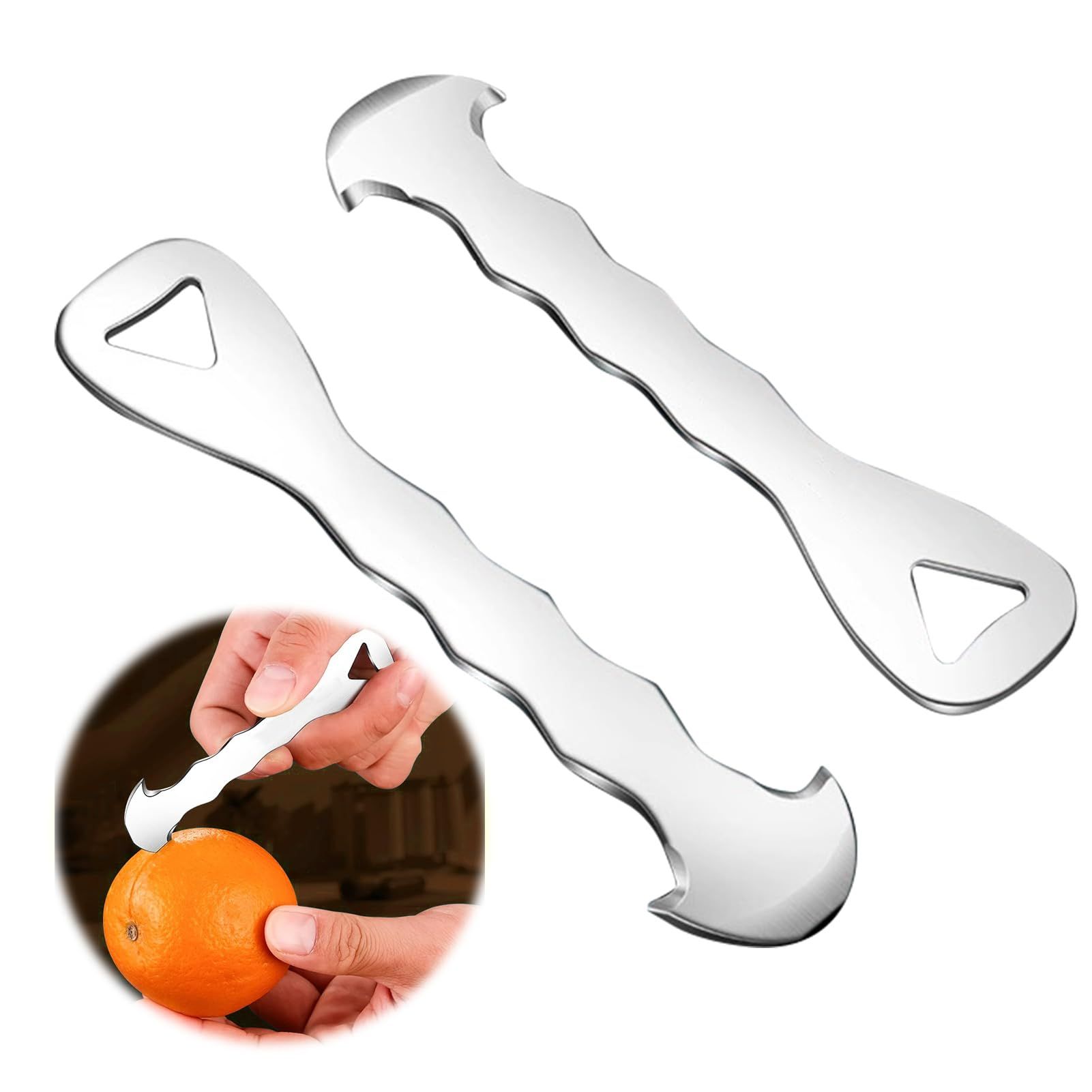 2pcs Stainless Steel Citrus Peeler Tool – Orange Peeler for Kitchen, Lemon Peeler, Grapefruit Peeler, Effortless Fruit Peeler with Sharp Blade, Ergonomic Grip, - Image 1