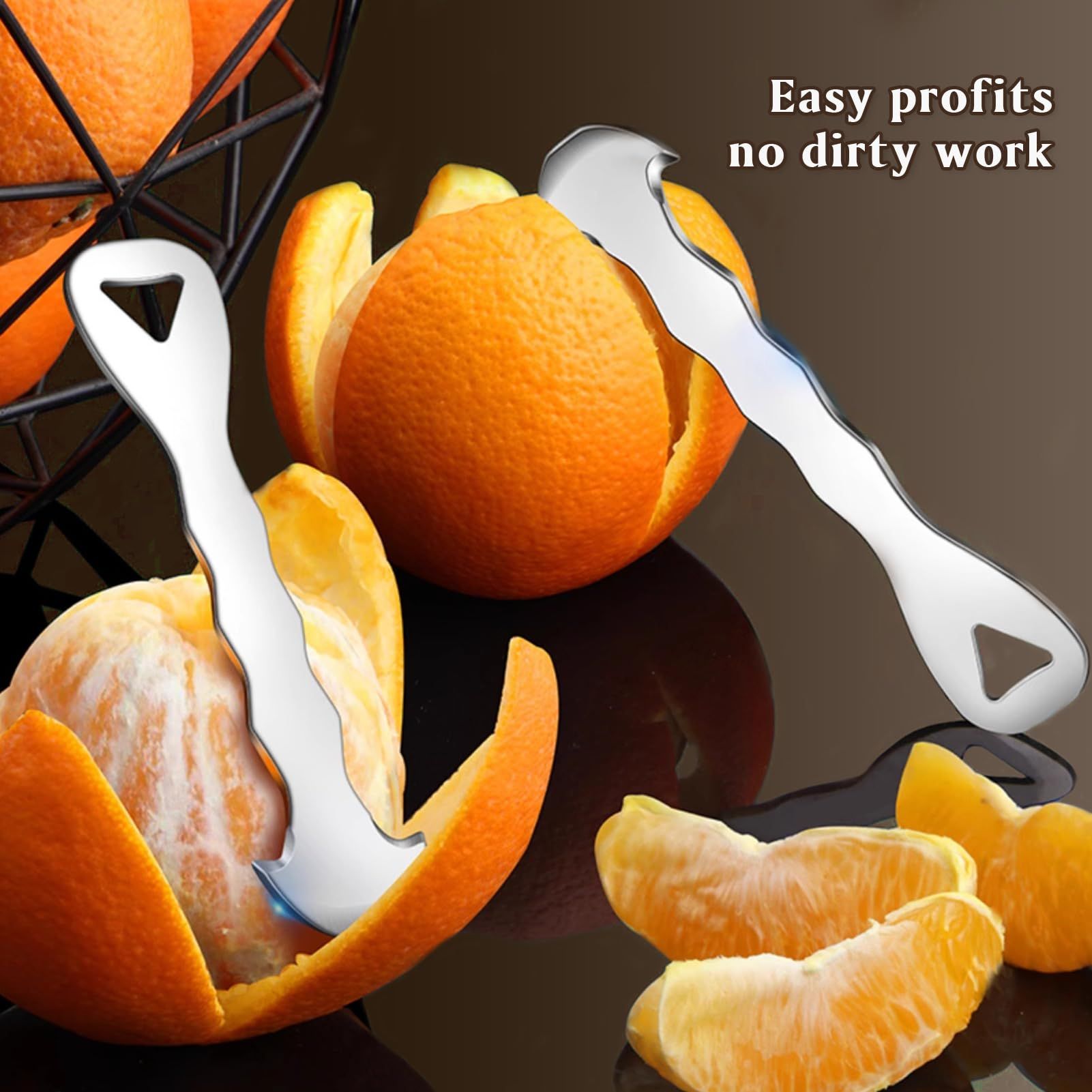 2pcs Stainless Steel Citrus Peeler Tool – Orange Peeler for Kitchen, Lemon Peeler, Grapefruit Peeler, Effortless Fruit Peeler with Sharp Blade, Ergonomic Grip, - Image 2
