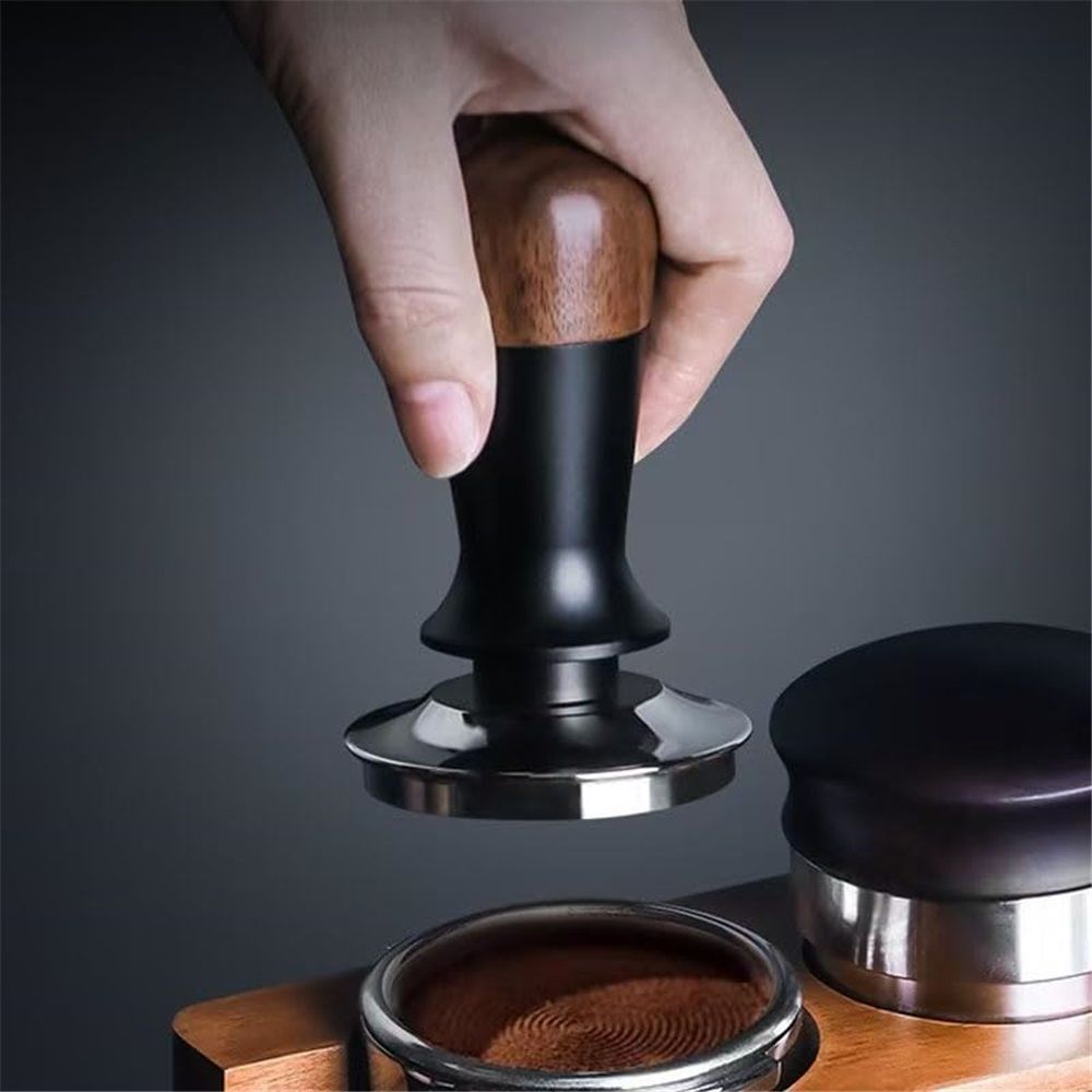 58mm espresso pot, stainless steel corrugated base coffee pot, spring-loaded espresso pot, and walnut wood lid - Image 3