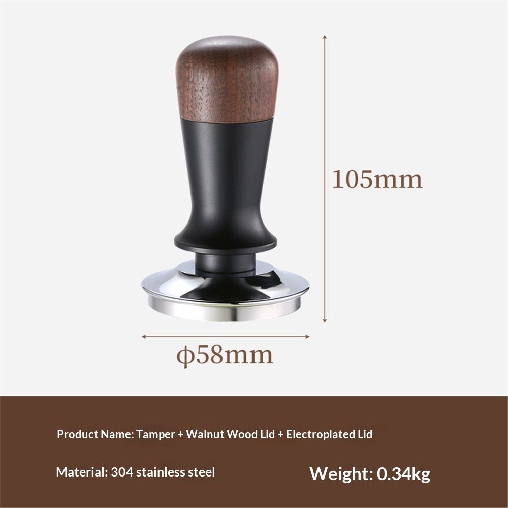 58mm espresso pot, stainless steel corrugated base coffee pot, spring-loaded espresso pot, and walnut wood lid - Image 5