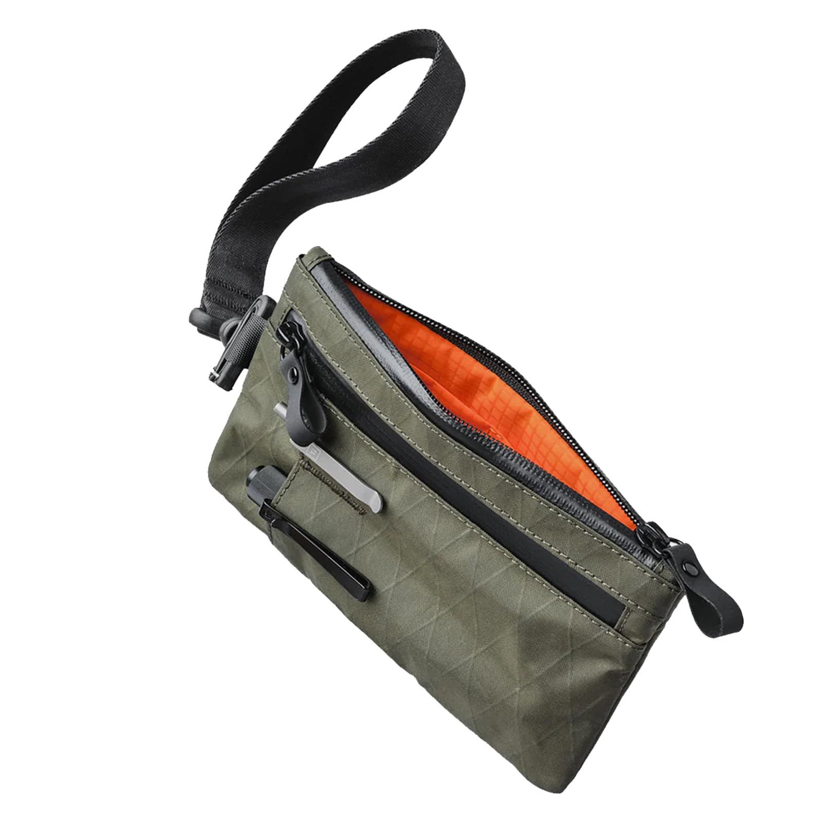 Multi-tool Slots EDC Organizer Pouch Nylon Passport Holder & EDC Wallet - Zip Clutch with Wrist Strap，3 External Slots for Travel, Cash, Cards, Phone, Keys (Olive Green) - Image 1