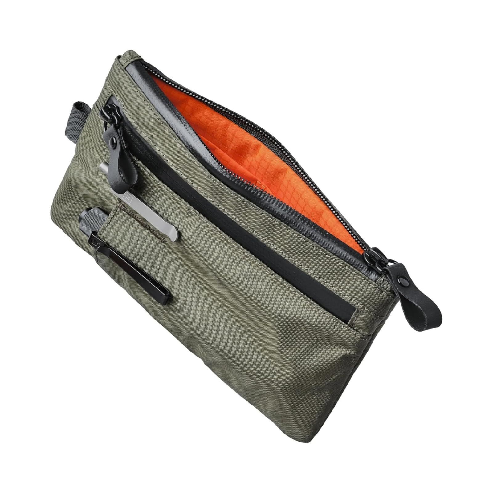 Multi-tool Slots EDC Organizer Pouch Nylon Passport Holder & EDC Wallet - Zip Clutch with Wrist Strap，3 External Slots for Travel, Cash, Cards, Phone, Keys (Olive Green) - Image 2
