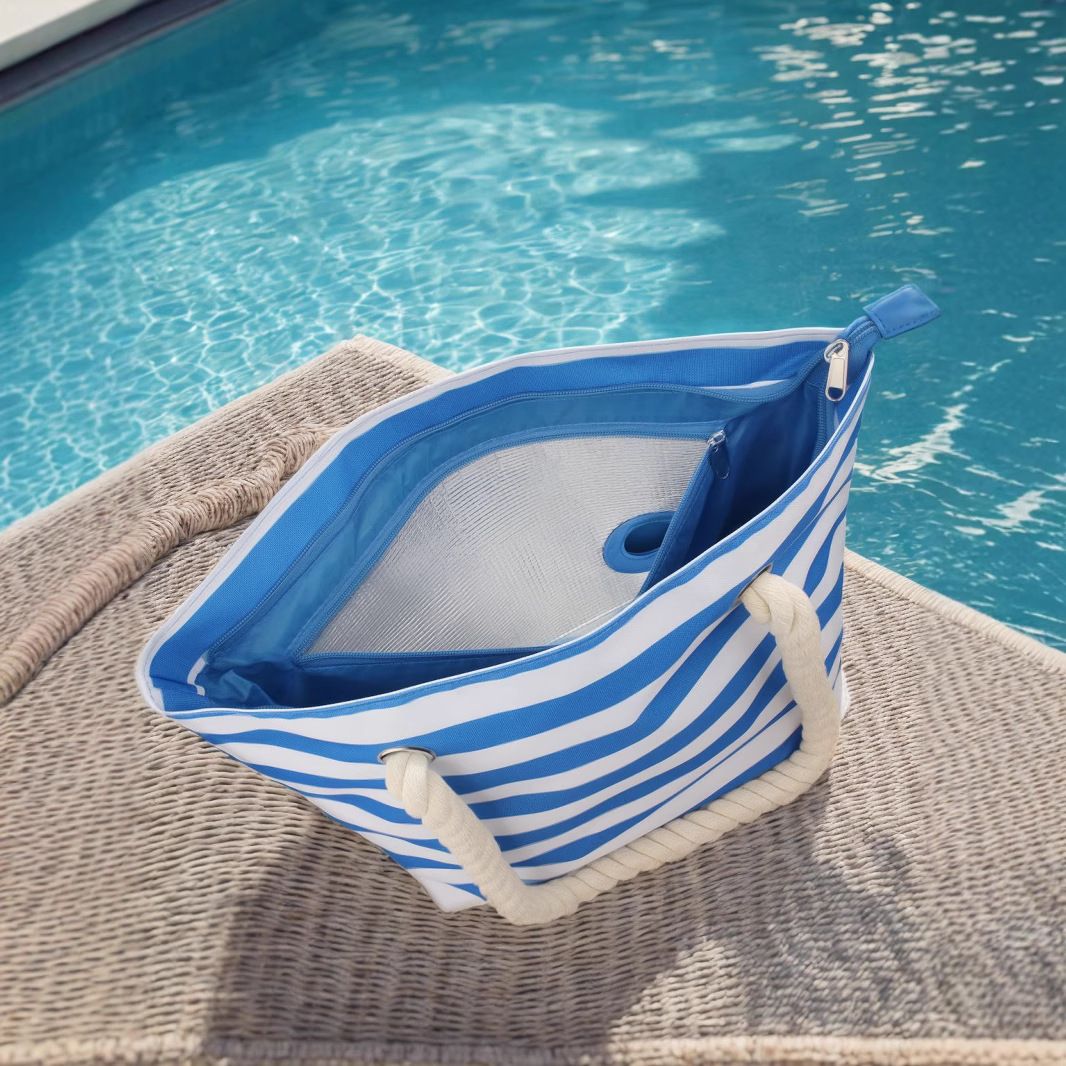 Beach Wine Tote with Insulated Bladder Bags, Leakproof Carrier for 1 Bottles, Perfect for Travel, Party, or Dinner (Blue+1 inner container) - Image 2