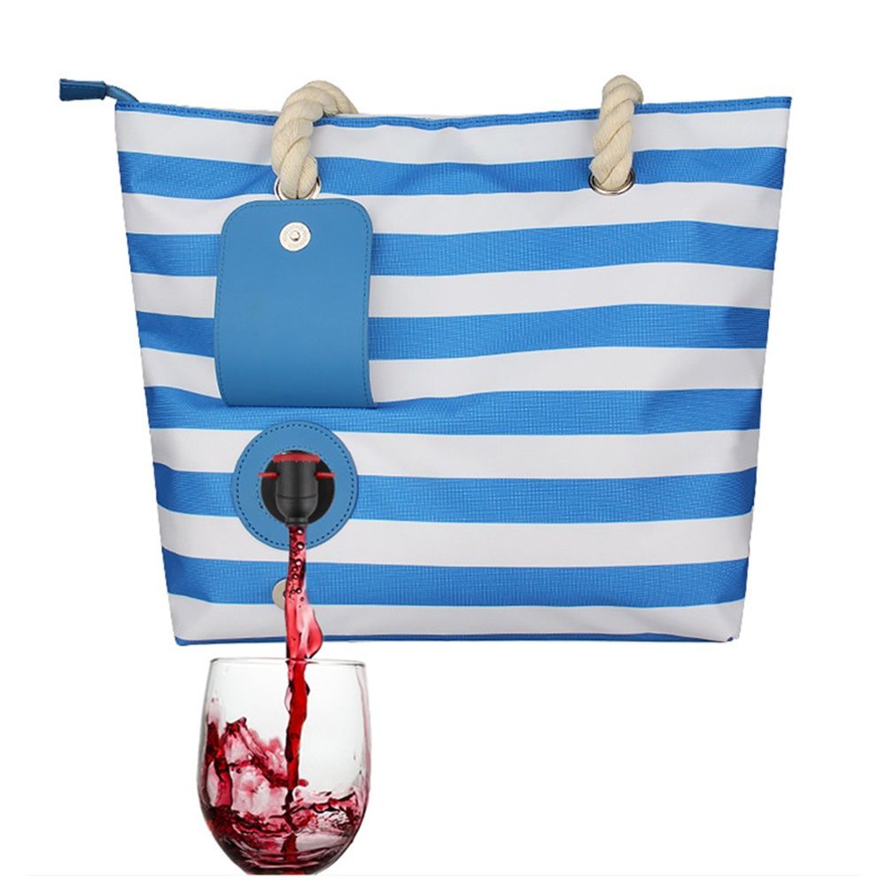 Beach Wine Tote with Insulated Bladder Bags, Leakproof Carrier for 1 Bottles, Perfect for Travel, Party, or Dinner (Blue+1 inner container) - Image 3