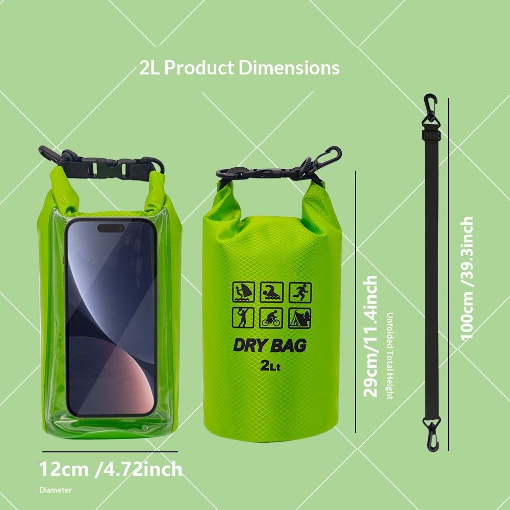 Waterproof Dry Bag, 2L - Roll Top Waterproof Pool Bag，Dry Bags for Kayaking Waterproof-/Phone Pouch,Large Waterproof Phone Pouch,（Green ） - Image 5