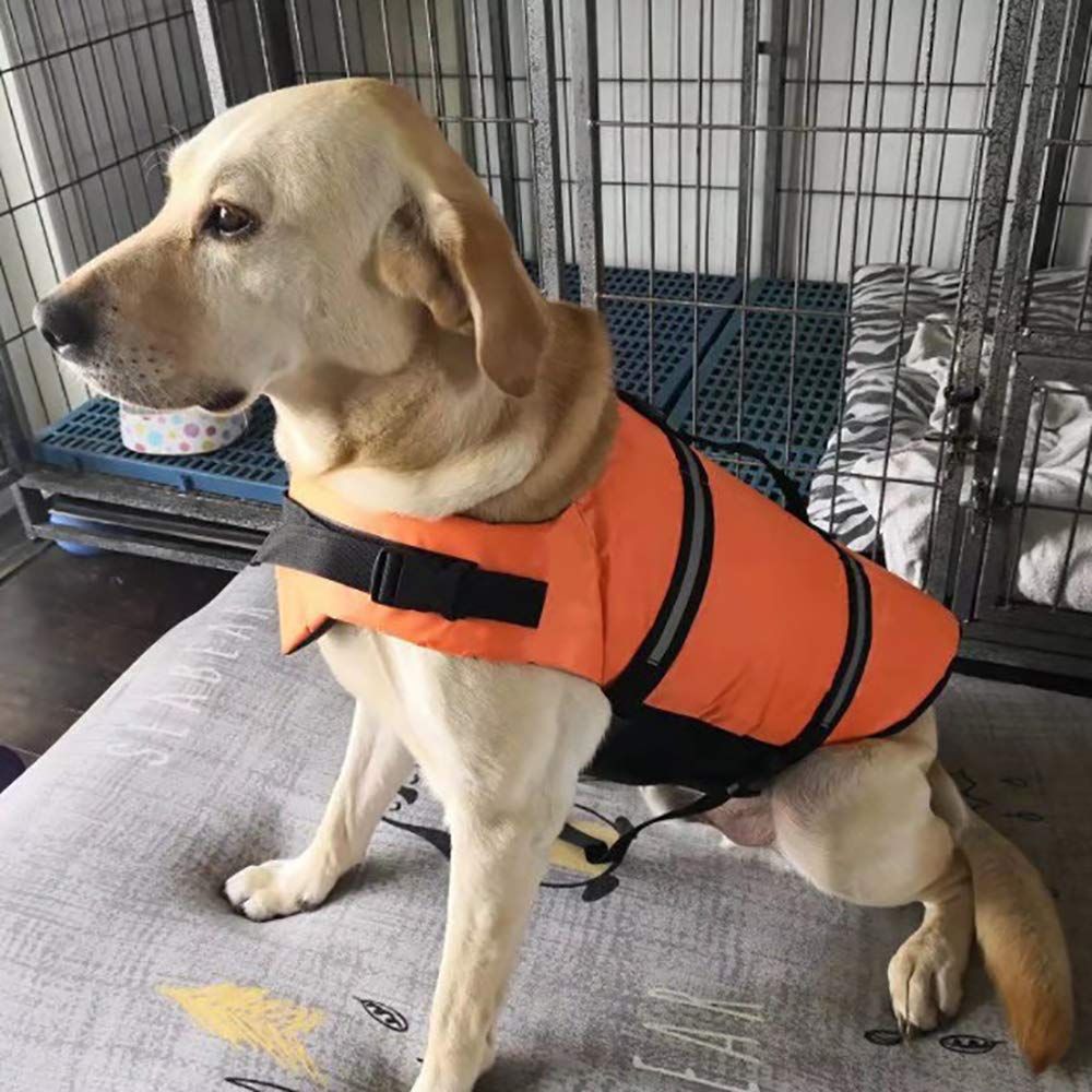 Dog Doggy Life Jacket Life Vest Saver Preserver Reflective Oxford cloth  Quick Release Adjustable Bandana(orange S) - Image 4