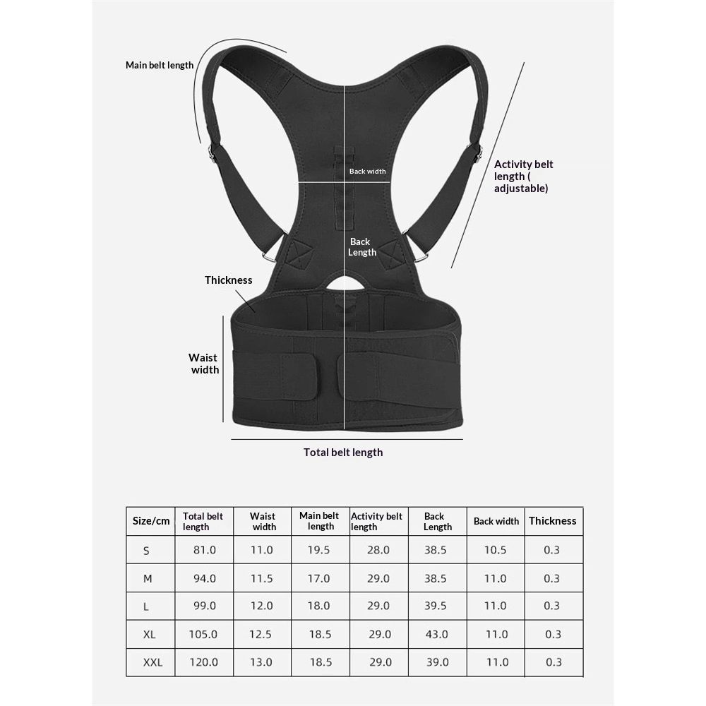 Magnetic therapy posture support back bracket adjustable posture corrector bracket shoulder back support strap - relieves neck, back, and spine pain (L) - Image 5