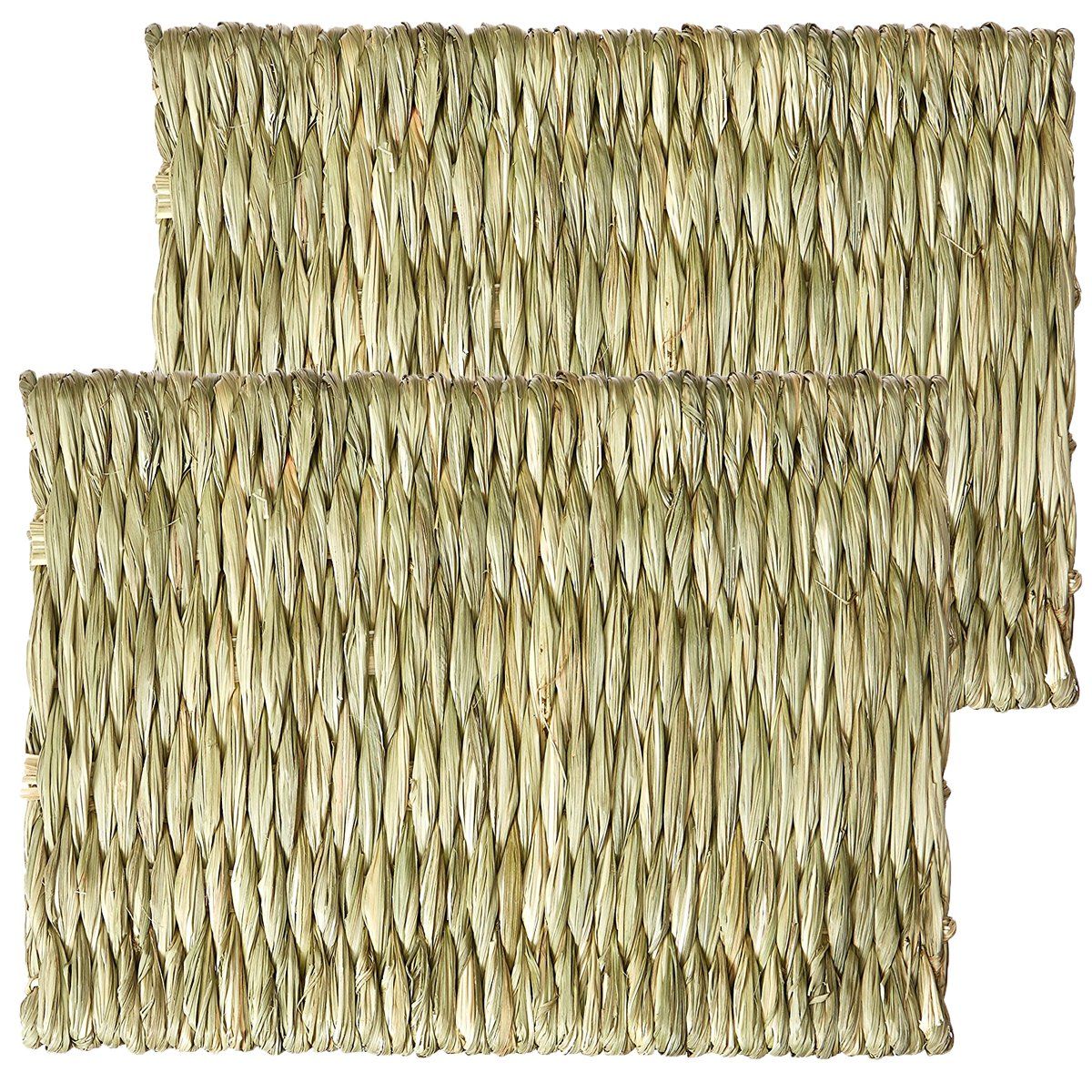 2pcs Woven Grass Mat - All Natural Chewable Grass Mat for Small Pets  Pig Foot Mat Rabbit Grass Nest Pet Supplies（small size） - Image 1