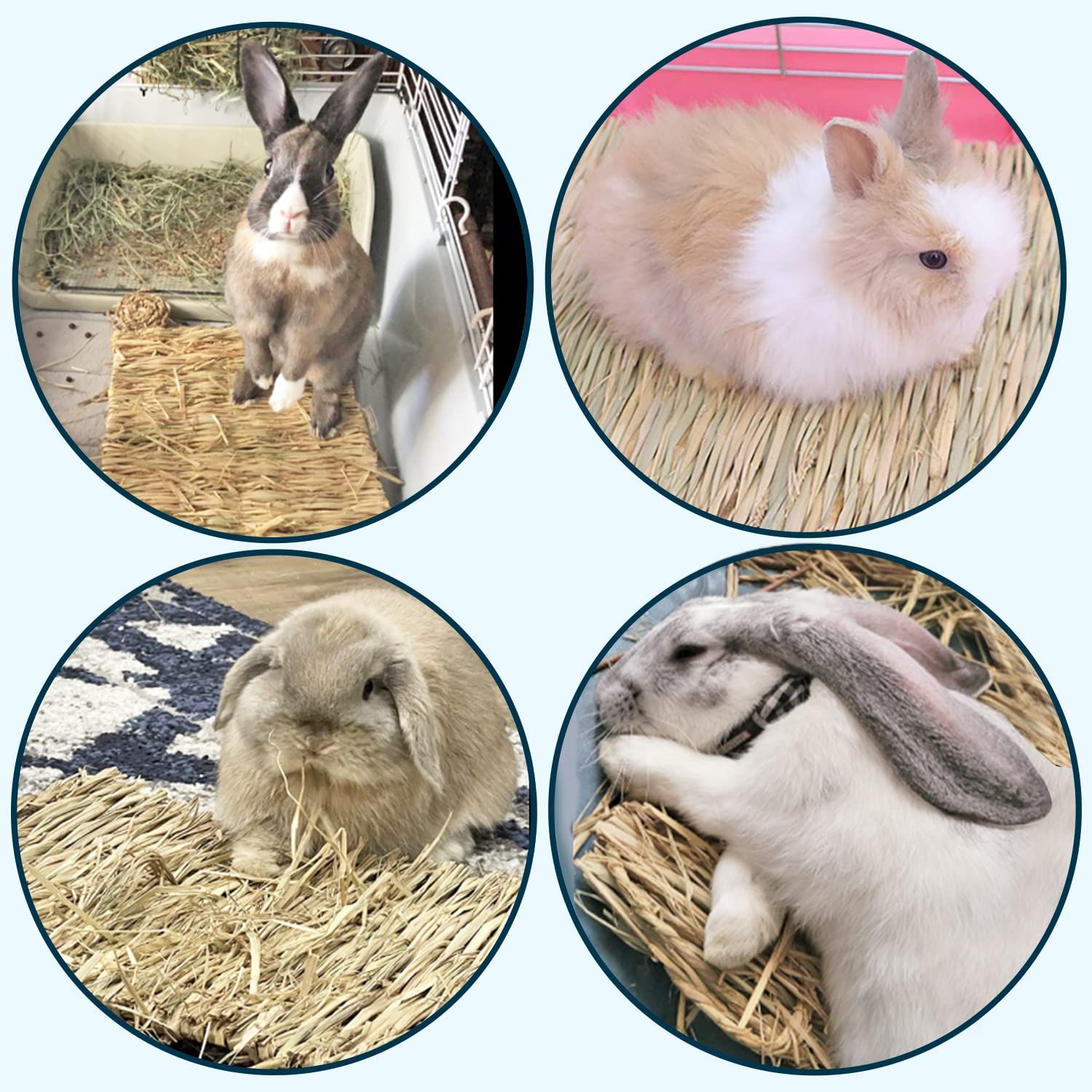 2pcs Woven Grass Mat - All Natural Chewable Grass Mat for Small Pets  Pig Foot Mat Rabbit Grass Nest Pet Supplies（small size） - Image 4