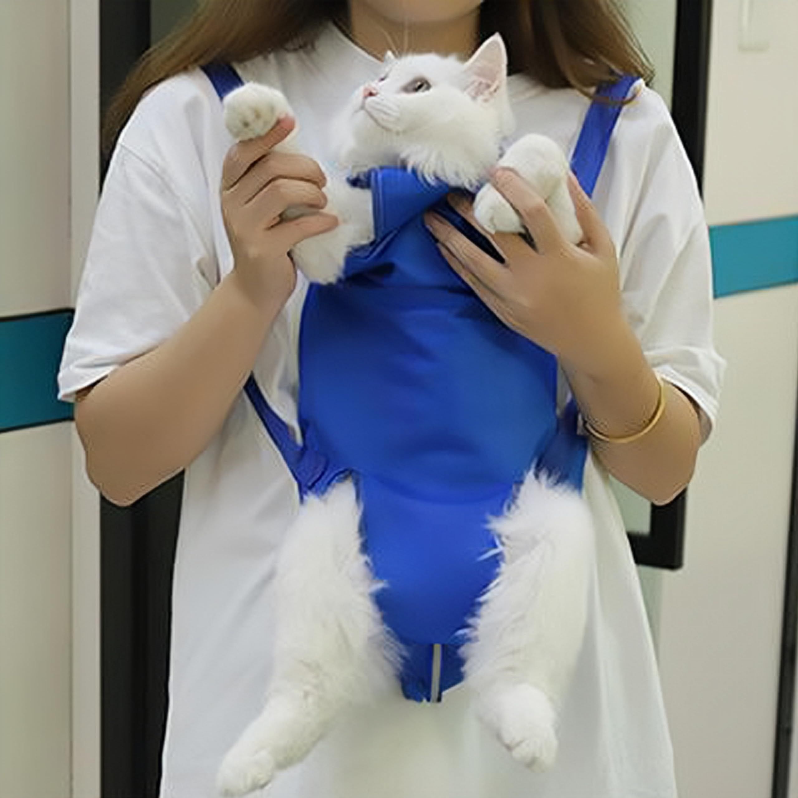 Pet Cat’s Restraint Bag for Claw Care Nail Trimming Anti-Scratching Grooming Bag for Cats Medical Examination(Blue-S) - Image 4