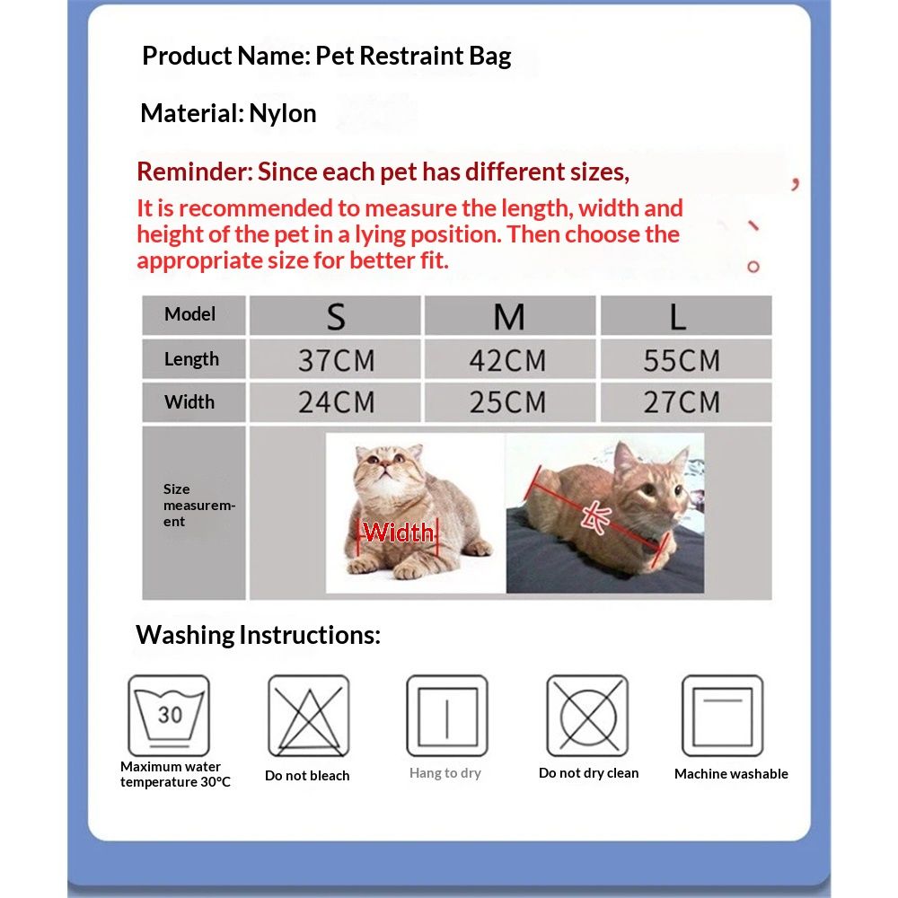 Pet Cat’s Restraint Bag for Claw Care Nail Trimming Anti-Scratching Grooming Bag for Cats Medical Examination(Blue-S) - Image 5