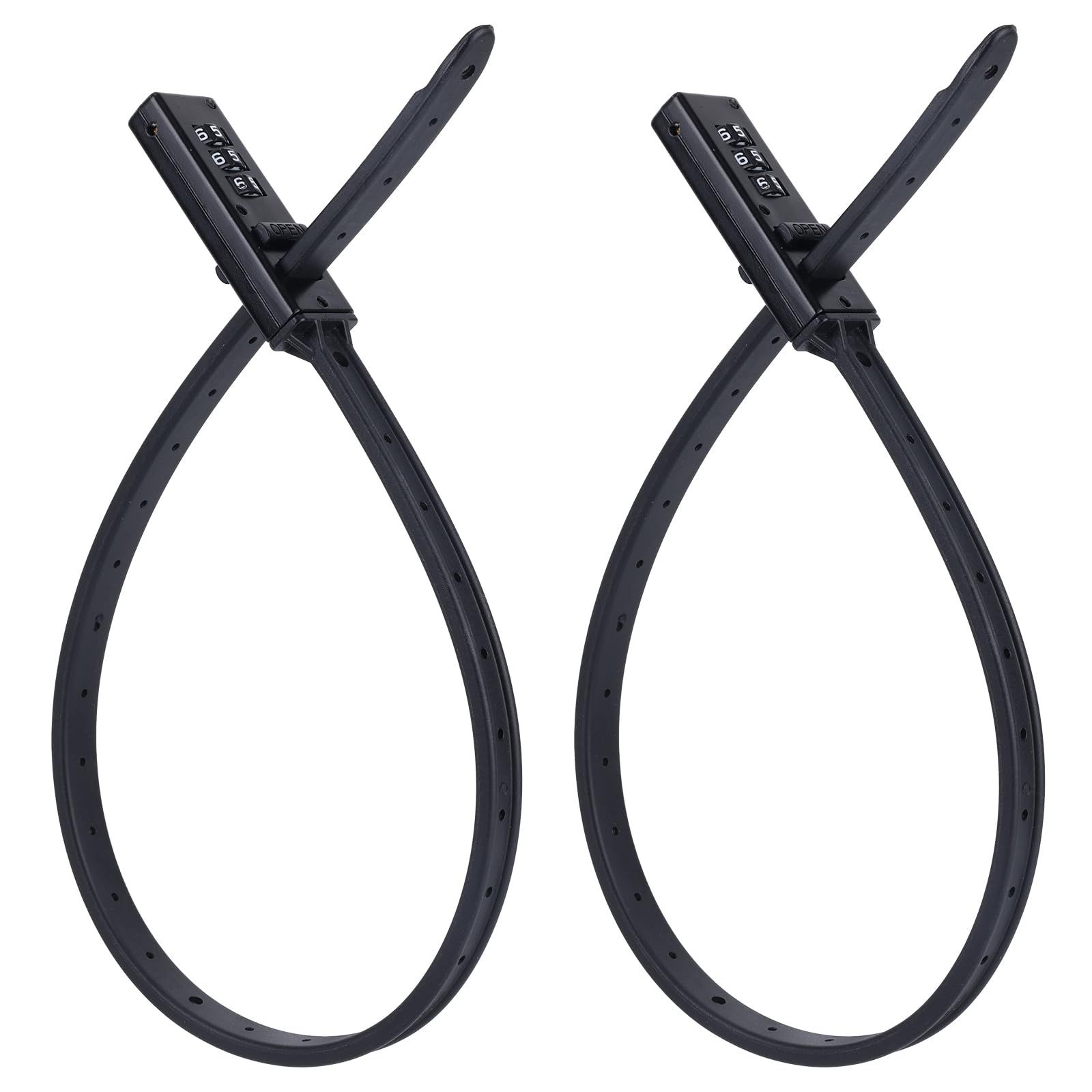 2pcs Zip Tie Lock, 22.05in Adjustable Small Cable Lock with Combination 3 Digit Recodable Combination Multi-Purpose for Bikes Motorcycle Helmet  (Black) - Image 1