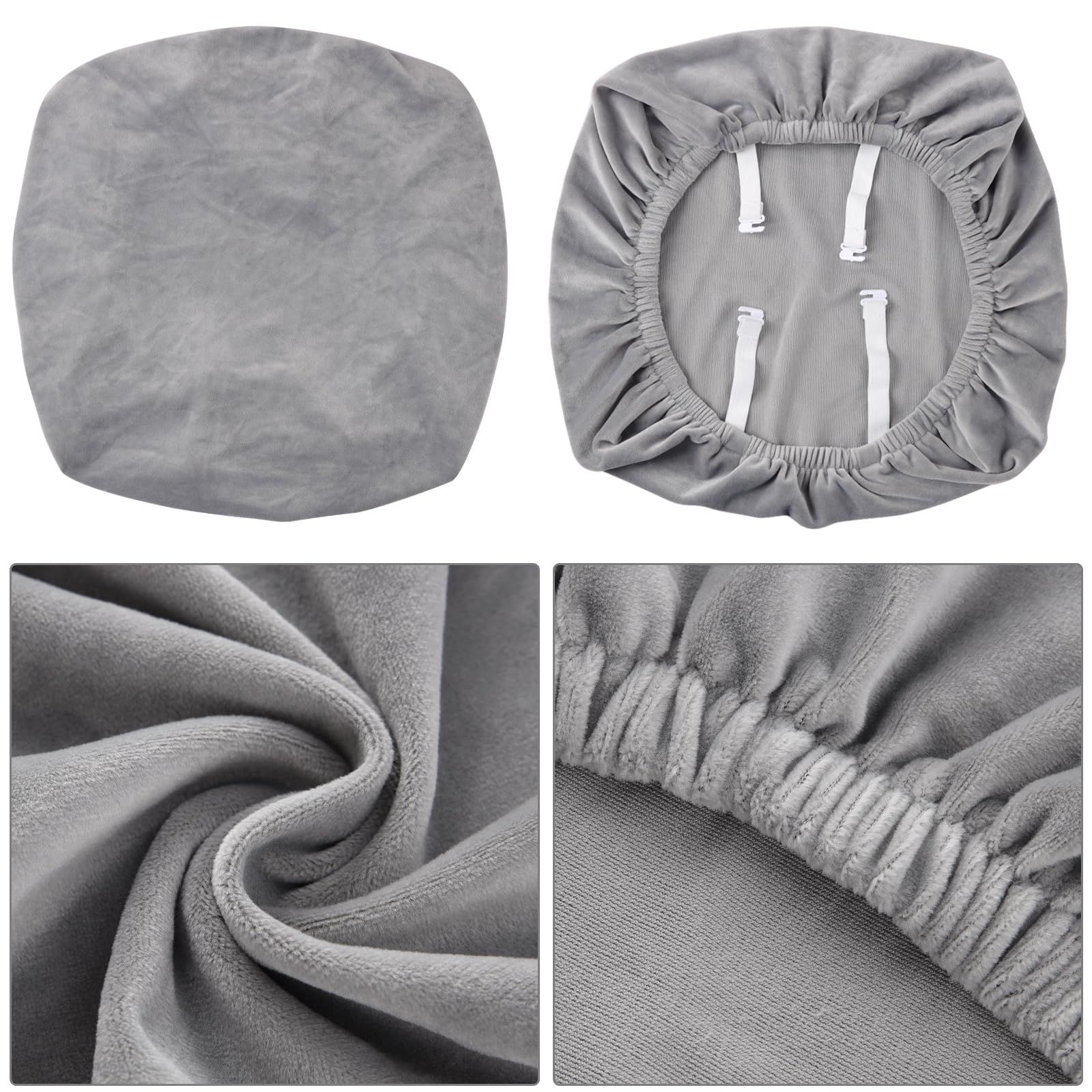 Two telescopic chair seat covers, washable cushion covers for hotels, ceremonies, banquets, wedding banquets, and restaurants (gray, 2 pieces) - Image 3