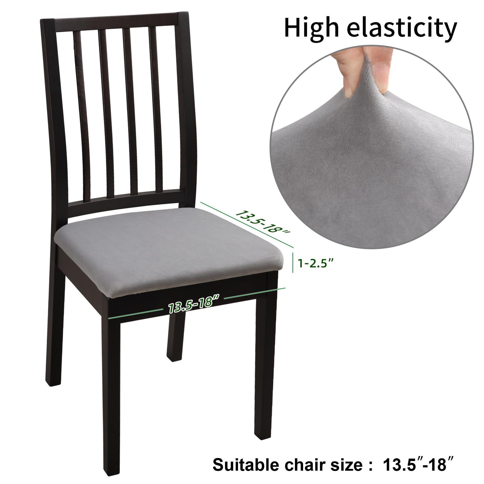 Two telescopic chair seat covers, washable cushion covers for hotels, ceremonies, banquets, wedding banquets, and restaurants (gray, 2 pieces) - Image 5
