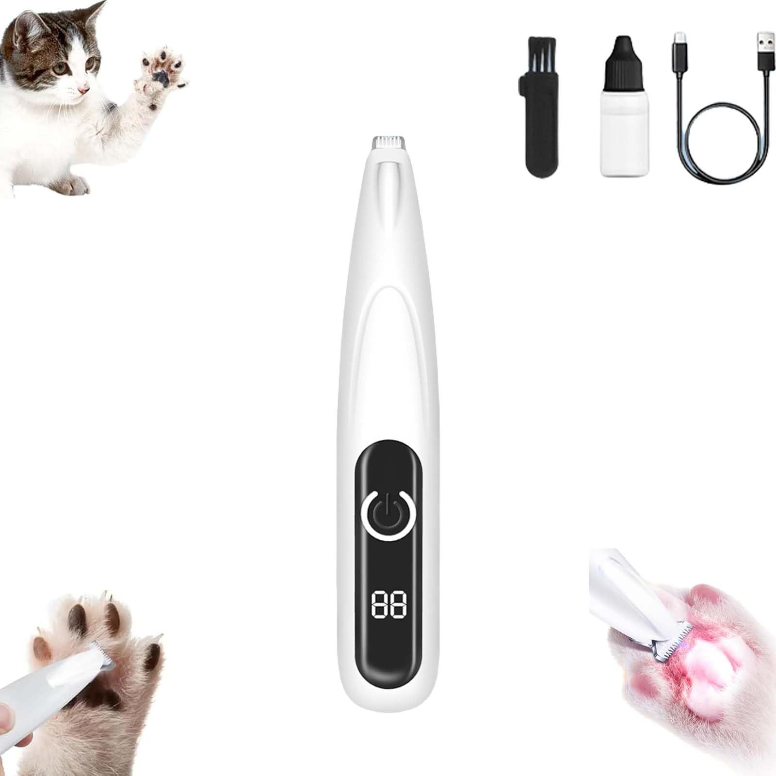 Pet Micro Precision Trimmer, Multifunctional Pet Hair Clippers for Grooming with LED Light, Low Noise Waterproof Rechargeable Pet Paw Trimmer for Pet Paws,(White) - Image 1