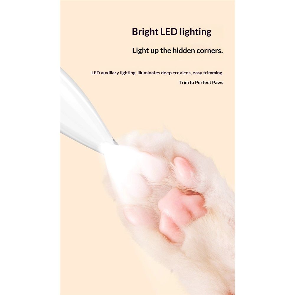 Pet Micro Precision Trimmer, Multifunctional Pet Hair Clippers for Grooming with LED Light, Low Noise Waterproof Rechargeable Pet Paw Trimmer for Pet Paws,(White) - Image 3