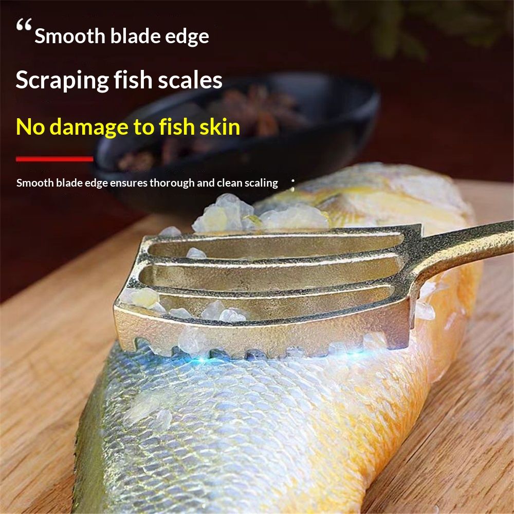 Fish Scaler Brush with Brass Serrated Sawtooth and Ergonomic Wooden Handle - Easily Remove Fish Scales Without Fuss Or Mess - Image 2