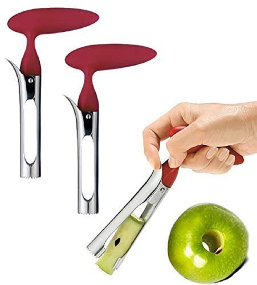 2pcs Apple Corer Tool - Easy to Use and Clean - Sturdy Apple Core Remover with Sharp Serrated Blades - Stainless Steel Corers for Apple and Pear - Core Fruits with Ease(Red) - Image 1
