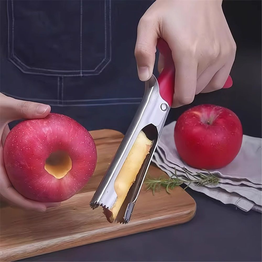 2pcs Apple Corer Tool - Easy to Use and Clean - Sturdy Apple Core Remover with Sharp Serrated Blades - Stainless Steel Corers for Apple and Pear - Core Fruits with Ease(Red) - Image 2